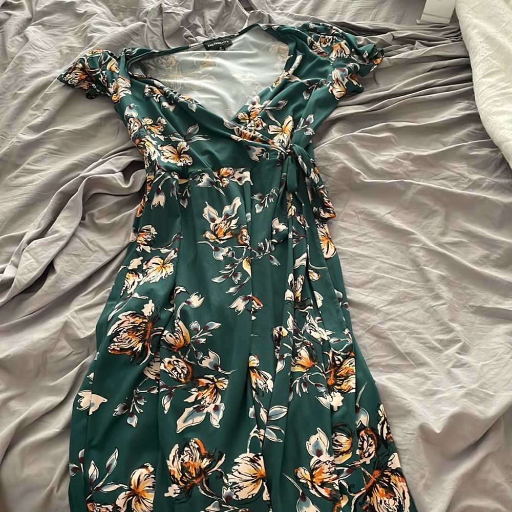 Emerald green floral dress